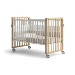 Lettino Evolutivo Trasformer Pali – Bianco/Naturale con Tessile Righe Tortora