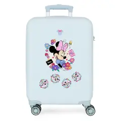Minnie Flowers Trolley Abs 55 Cm 4 Ruote Celeste Chiaro