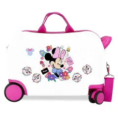 Minnie Flowers Trolley Da Viaggio Cavalcabile Abs 45 cm 4 Ruote Bianco