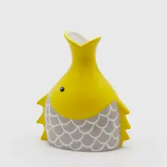 Vaso Decorativo Pesce Testa In Ceramica Giallo