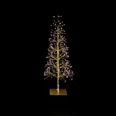 Albero di Natale Faggio Slim 438 LED, Altezza 90 cm, Finitura Oro