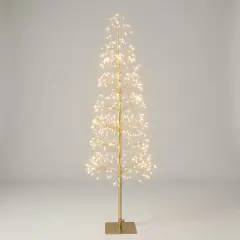 Albero di Natale Faggio Slim 438 LED, Altezza 90 cm, Finitura Oro