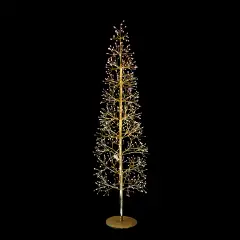 Albero di Natale Faggio Slim 708 LED, Altezza 150 cm, Finitura Oro