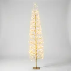 Albero di Natale Faggio Slim 1080 LED, Altezza 180 cm, Finitura Oro