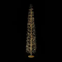 Albero di Natale Faggio Slim 1224 LED, Altezza 210 cm, Finitura Oro