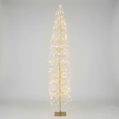 Albero di Natale Faggio Slim 1224 LED, Altezza 210 cm, Finitura Oro