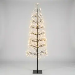 Albero di Natale Faggio Slim 438 LED, Altezza 90 cm, Finitura Nero