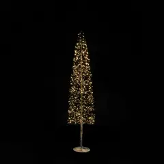Albero di Natale Faggio Slim 708 LED, Altezza 150 cm, Finitura Nero