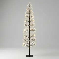 Albero di Natale Faggio Slim 708 LED, Altezza 150 cm, Finitura Nero