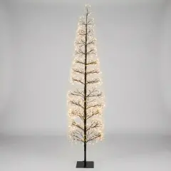 Albero di Natale Faggio Slim 1080 LED, Altezza 180 cm, Finitura Nero