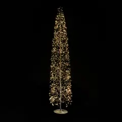Albero di Natale Faggio Slim 1224 LED, Altezza 210 cm, Finitura Nero