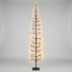 Albero di Natale Faggio Slim 1224 LED, Altezza 210 cm, Finitura Nero
