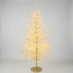 Albero di Natale Faggio Classico 1440 LED, Altezza 150 cm, Finitura Oro