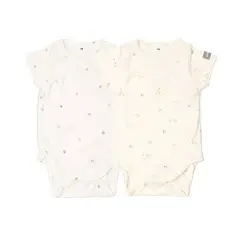 Body Maniche Corte Print Animals Mix - Taglia 9-12 Mesi- 2 Pezzi Rosa e Bianco