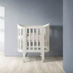 Lettino Trasformabile Candy 3in1 Bianco, letto, Culla e Fianco Letto con tessile Bianco Tortora