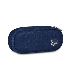 Shiny Tech Pencil Bag Round Plus Blue Polite