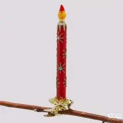 EDG Addobbo Candela Rossa in Vetro H18 cm Natale
