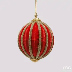 EDG Palla Velluto Spicchi Rossa D10 cm Natale