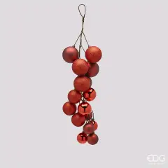 Grappolo Natalizio EDG Rosso con 16 Palline L 47 cm