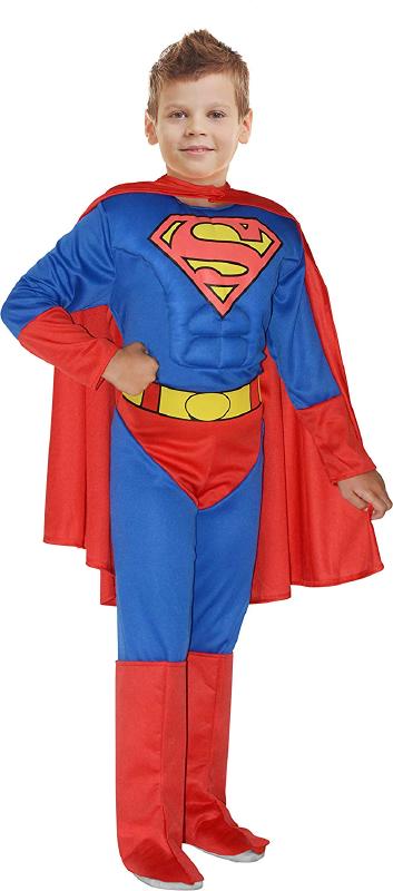COSTUME SUPERMAN CON MUSCOLI TG. 5-7 ANNI - abiti bambino e bambina